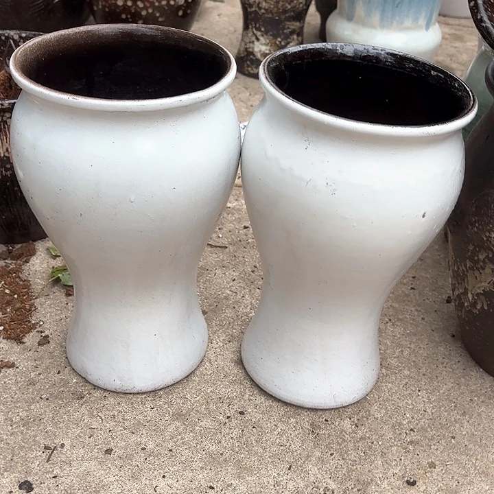 紫砂茶碗白两个口径15高度27