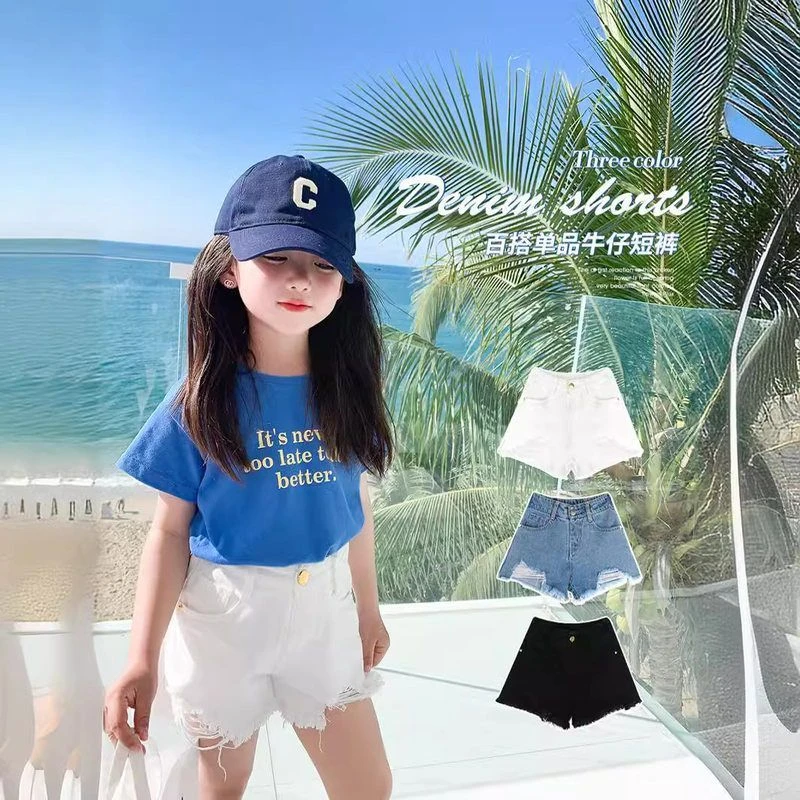 baby女童春夏装水洗牛仔裤短裤薄款百搭中腰裤女孩热裤子新品