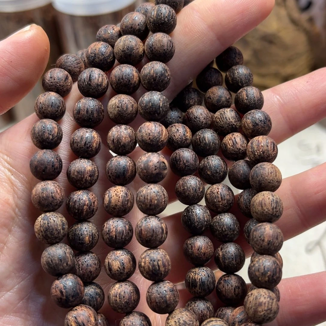 降真香手串/手链0.8x108土埋紫黄油爆金丝