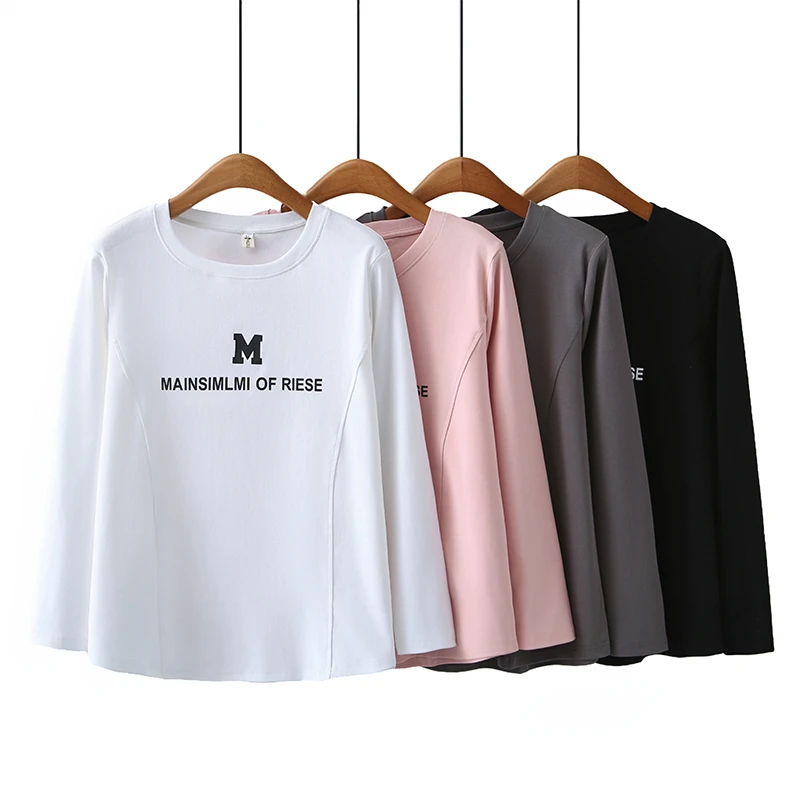 显瘦字母印花长袖T恤冬季时尚外穿运动打底衫大码秋季休闲