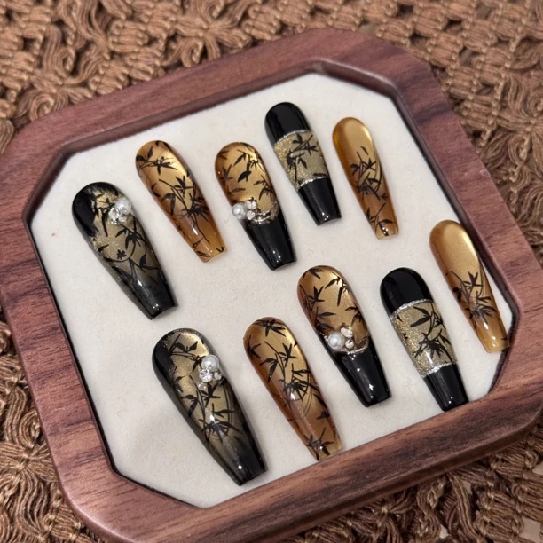 富贵竹·纯手工穿戴甲定制款