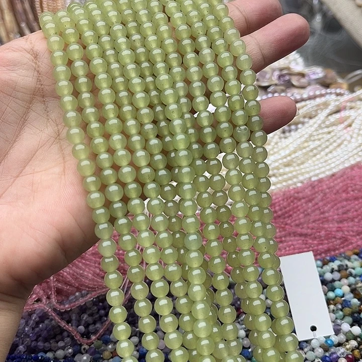 未镶嵌玛瑙/玉髓珠宝半成品2条6mm和田玉