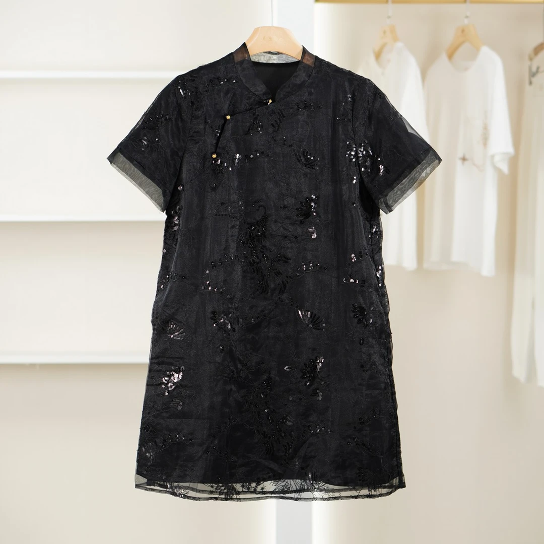 【麦迪尚品•品牌新款】5080682新中式修身连衣裙夏季女装品牌折扣