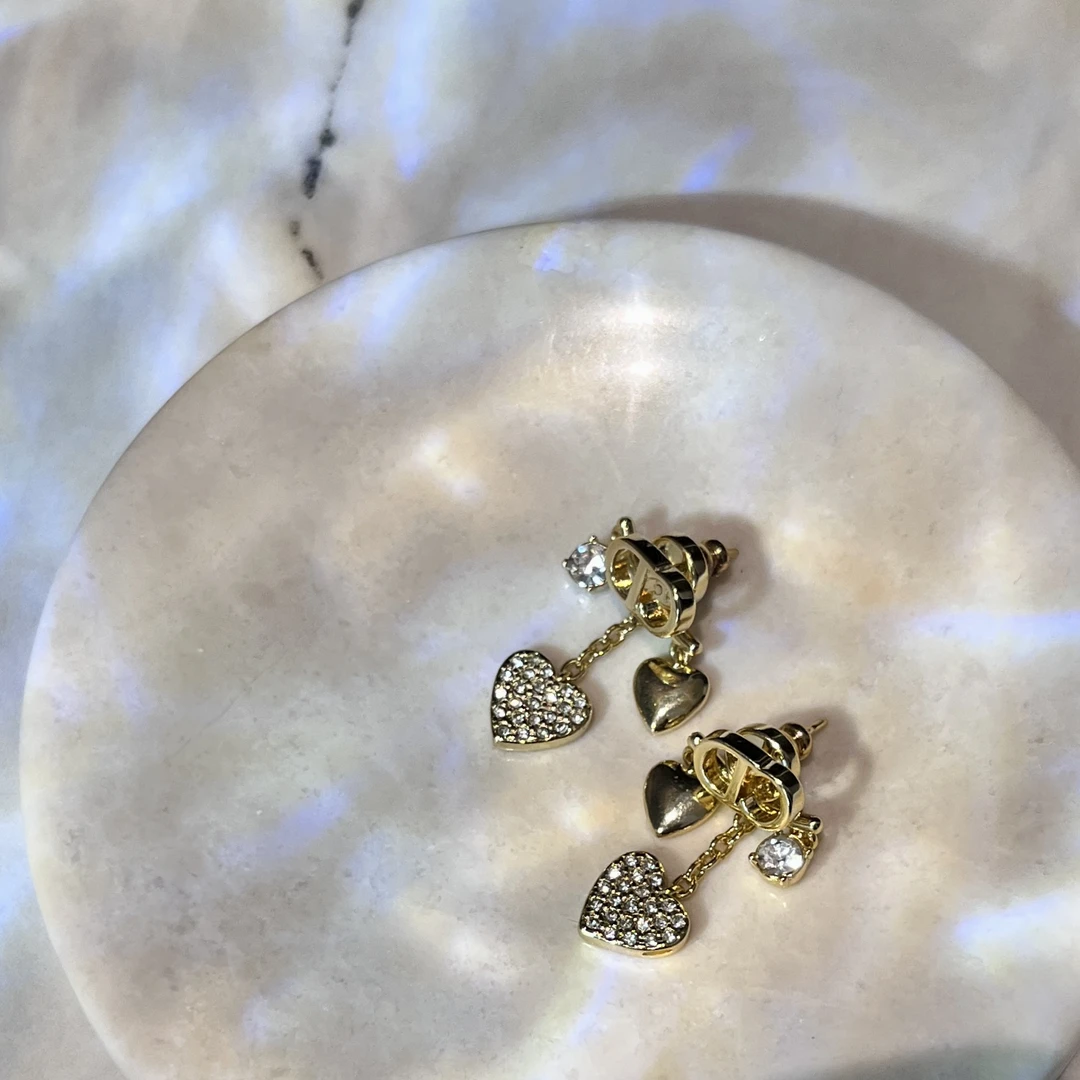 铜合金锆石耳饰 B1092  时尚气质流苏爱心耳环