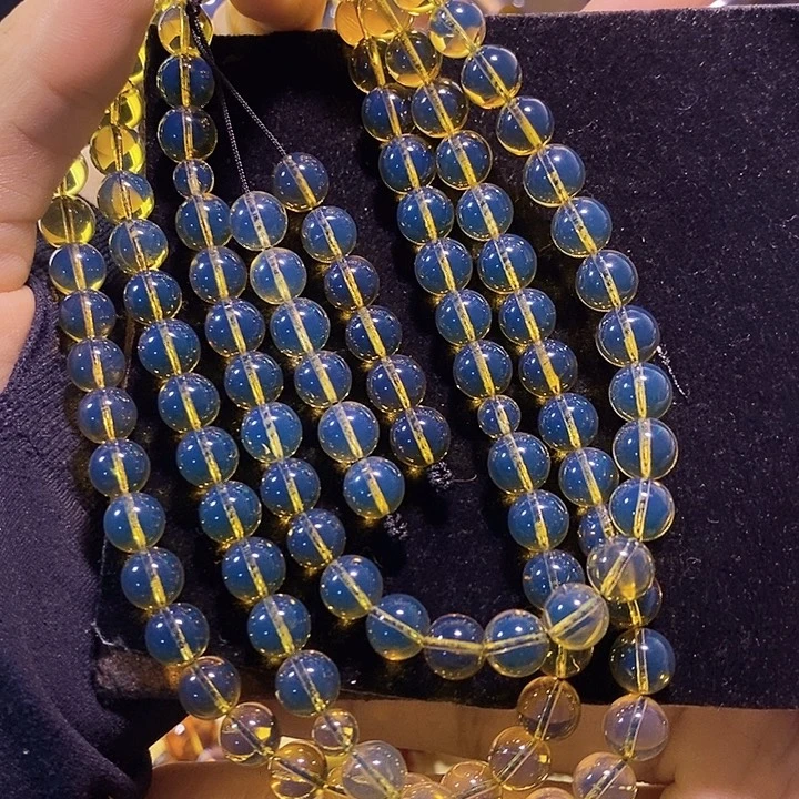 蓝珀未镶嵌珠宝奇石墨西哥蓝珀佛珠8