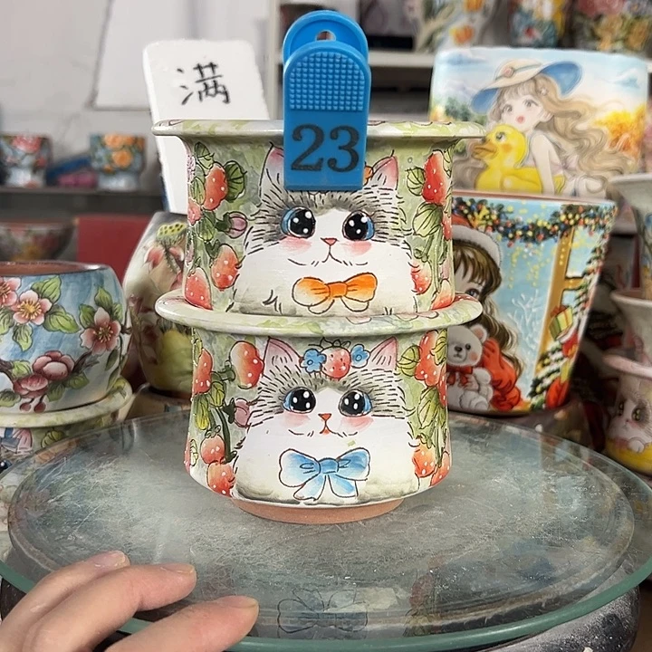 满38包邮 景德镇幸运花盆