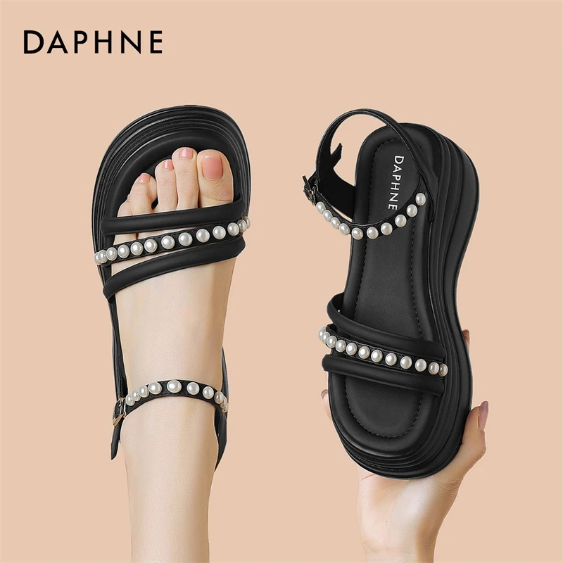 达芙妮新款夏季外穿时尚罗马凉鞋女款松糕厚底增高休闲防晒沙滩鞋