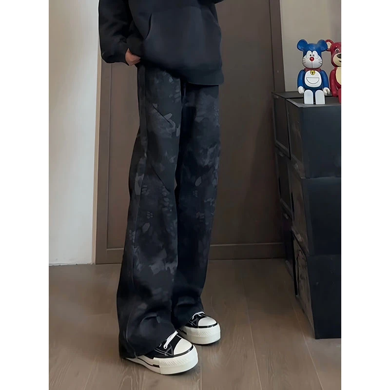 新款窄版美式微喇穿搭百搭潮流牛仔裤男款高街复古裤子牛仔穿搭