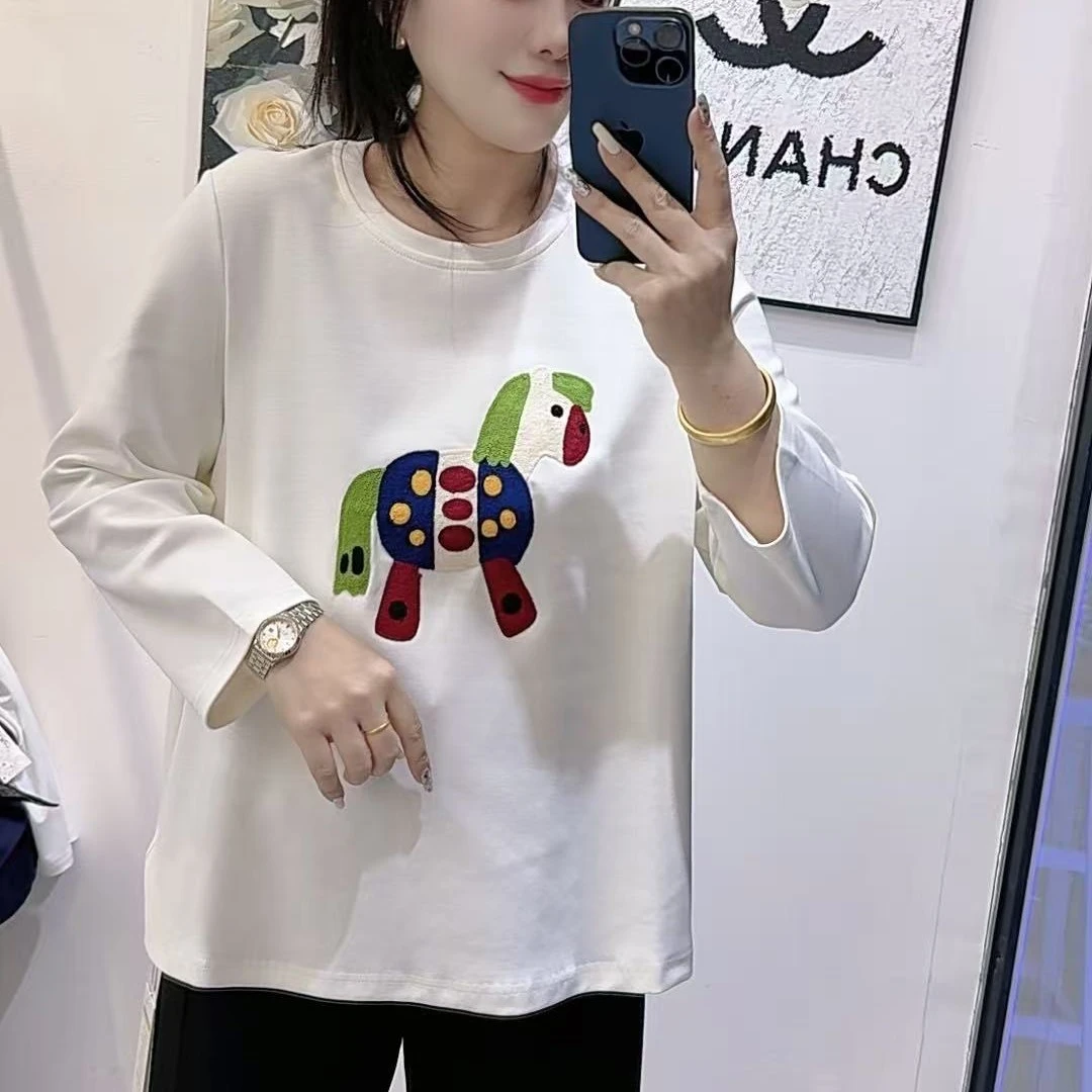 女权贵族6131长袖欧美风常规印花卡通动漫T恤韩版休闲大码特价款