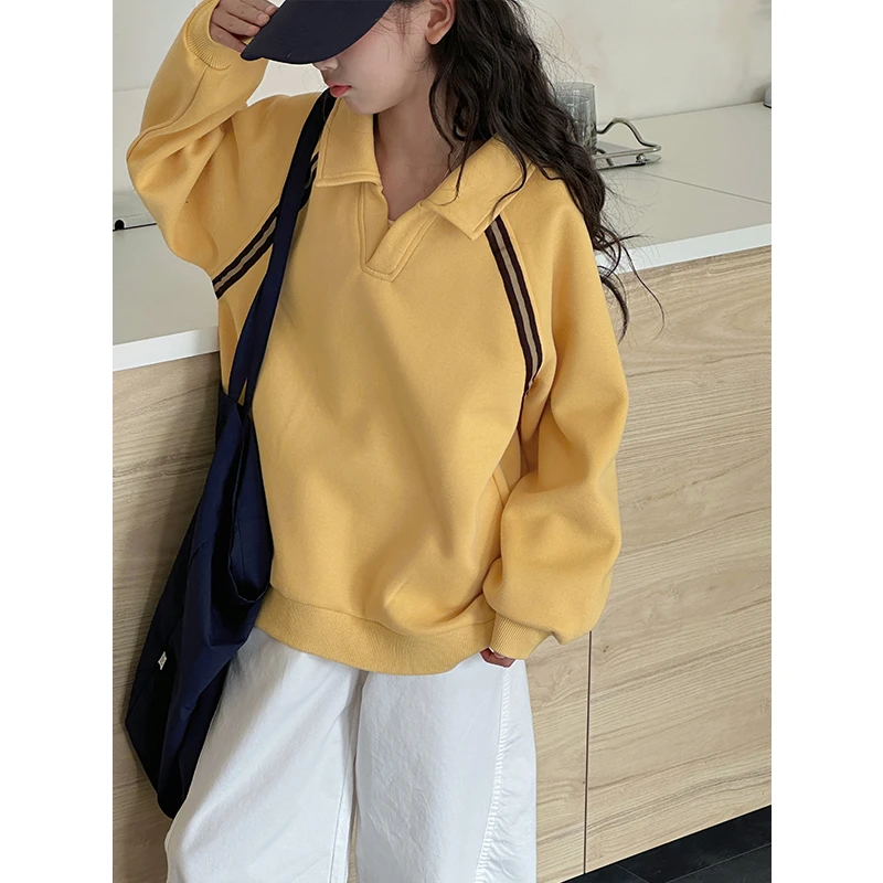 k28557运动风翻领女童春装卫衣儿童休闲长袖上衣2025新款大童潮