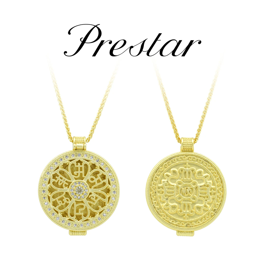 合金项链 古法金金色罗盘项链新中式气质百搭时尚饰品出街不撞款