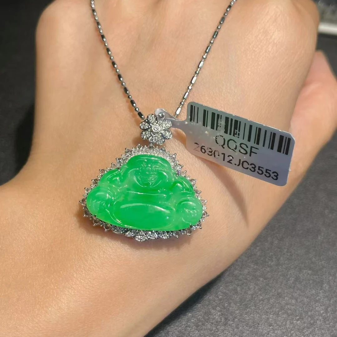 18k镶嵌缅甸a货翡翠吊坠（不含链）