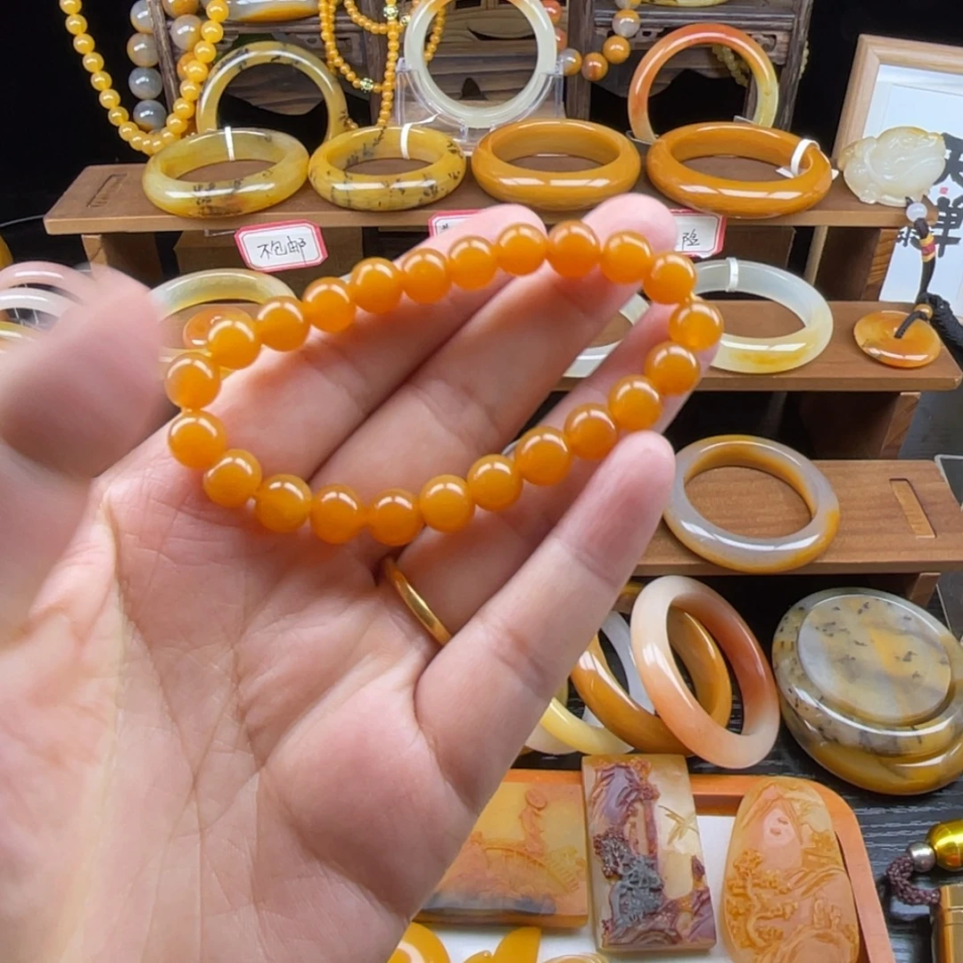 石英质玉（黄龙玉）未镶嵌手链缅黄