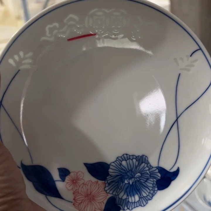 杯六寸手绘玲珑微瑕