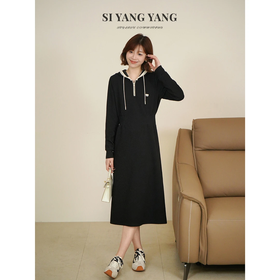 斯洋洋SIYANG棉感针织连帽衫设计减龄百搭连衣裙LYQ509A031SYY