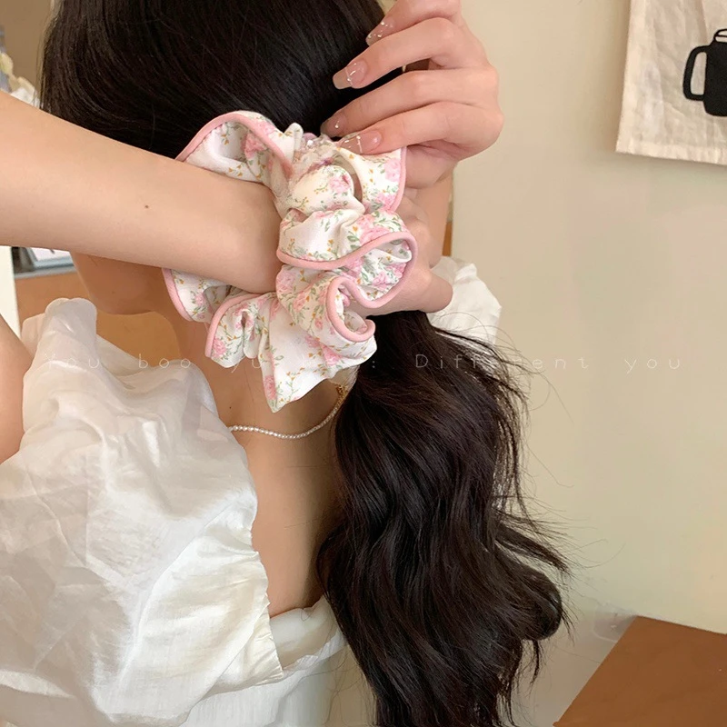 森系发绳仙美碎花大肠发圈可爱扎丸子头气质头绳简约头饰超仙少女