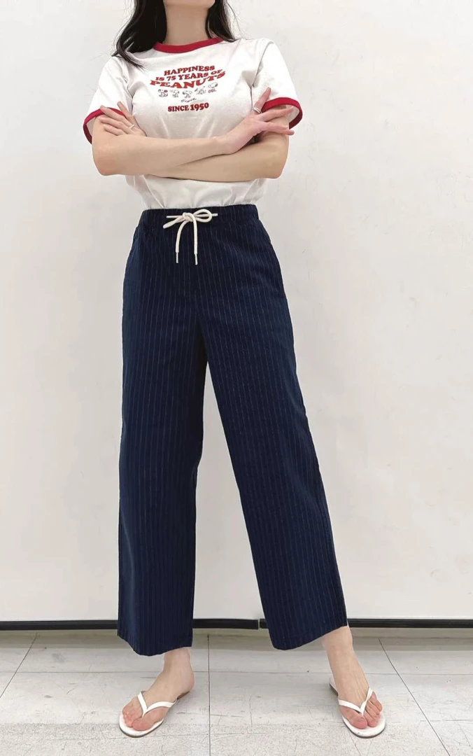 H.L【夏】【竖条纹阔腿】高弹力棉薄款百搭宽松休闲裤