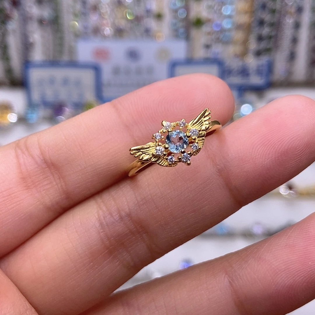 银S925镶嵌海蓝宝石戒指