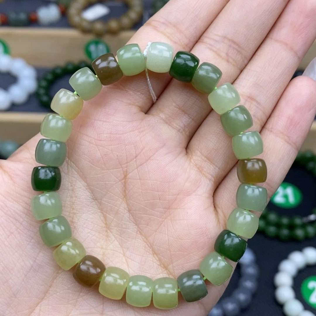 和田玉手链未镶嵌多宝8m m