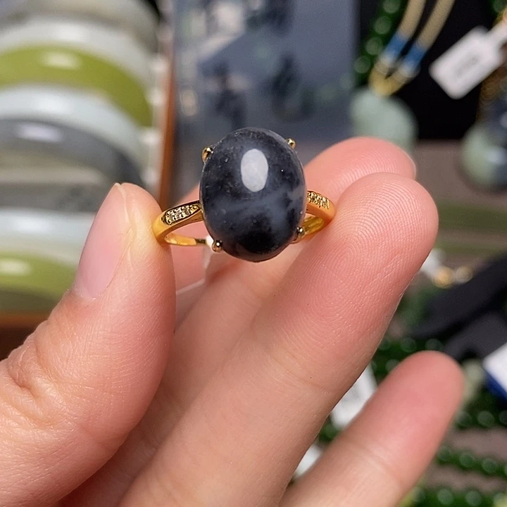 和田玉银S925镶嵌戒指