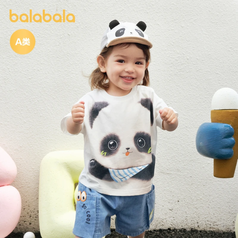 巴拉巴拉婴儿t恤宝宝上衣男女童短袖2025新款夏季全棉活泼可爱萌