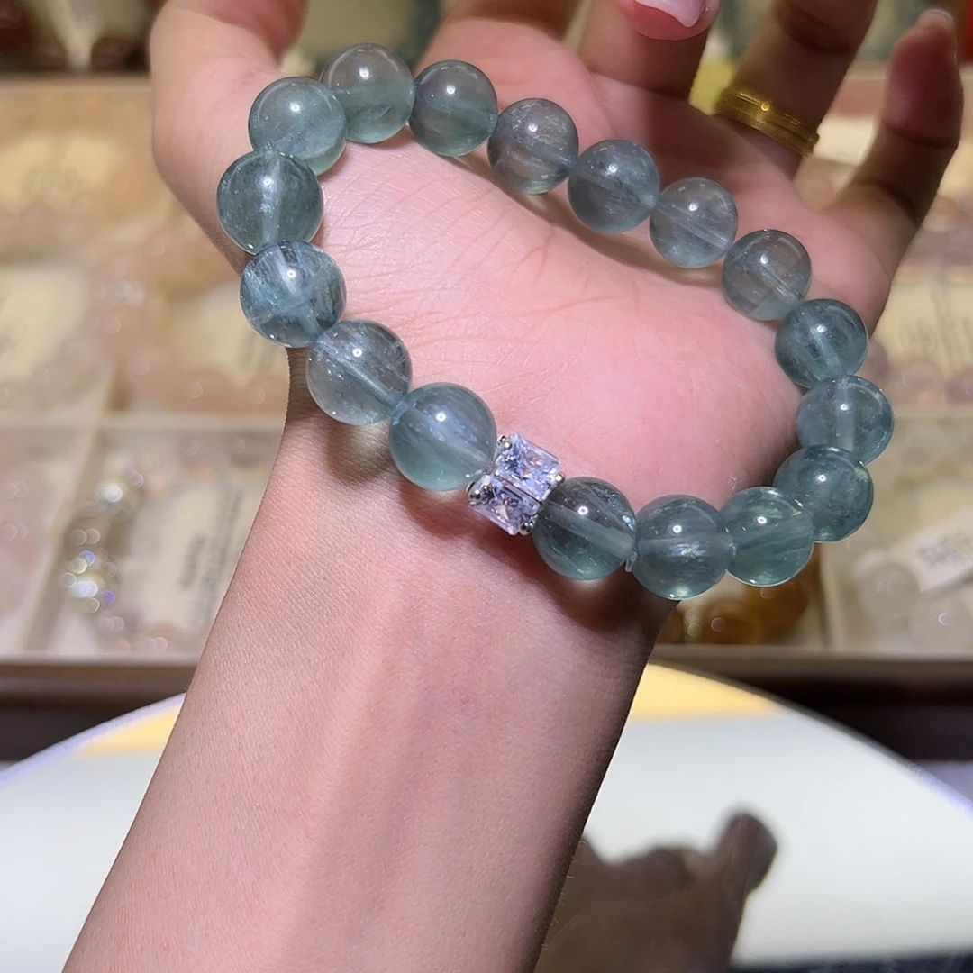 水晶手链未镶嵌蓝绿萤石11m 48小时鉴赏