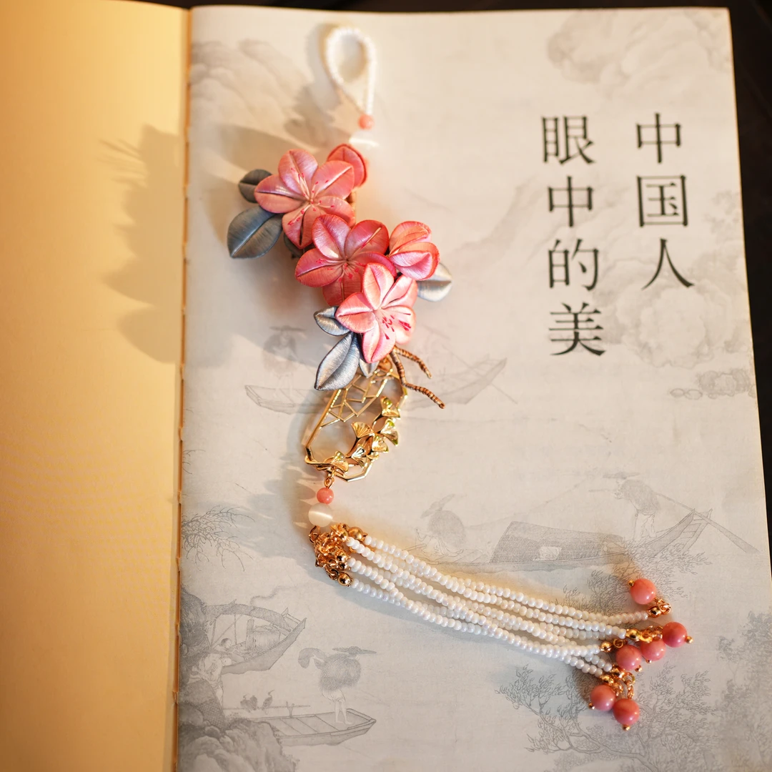 【澄粉桃花压襟】非遗手工掐丝缠花工艺挂件 日常国风仙女百搭