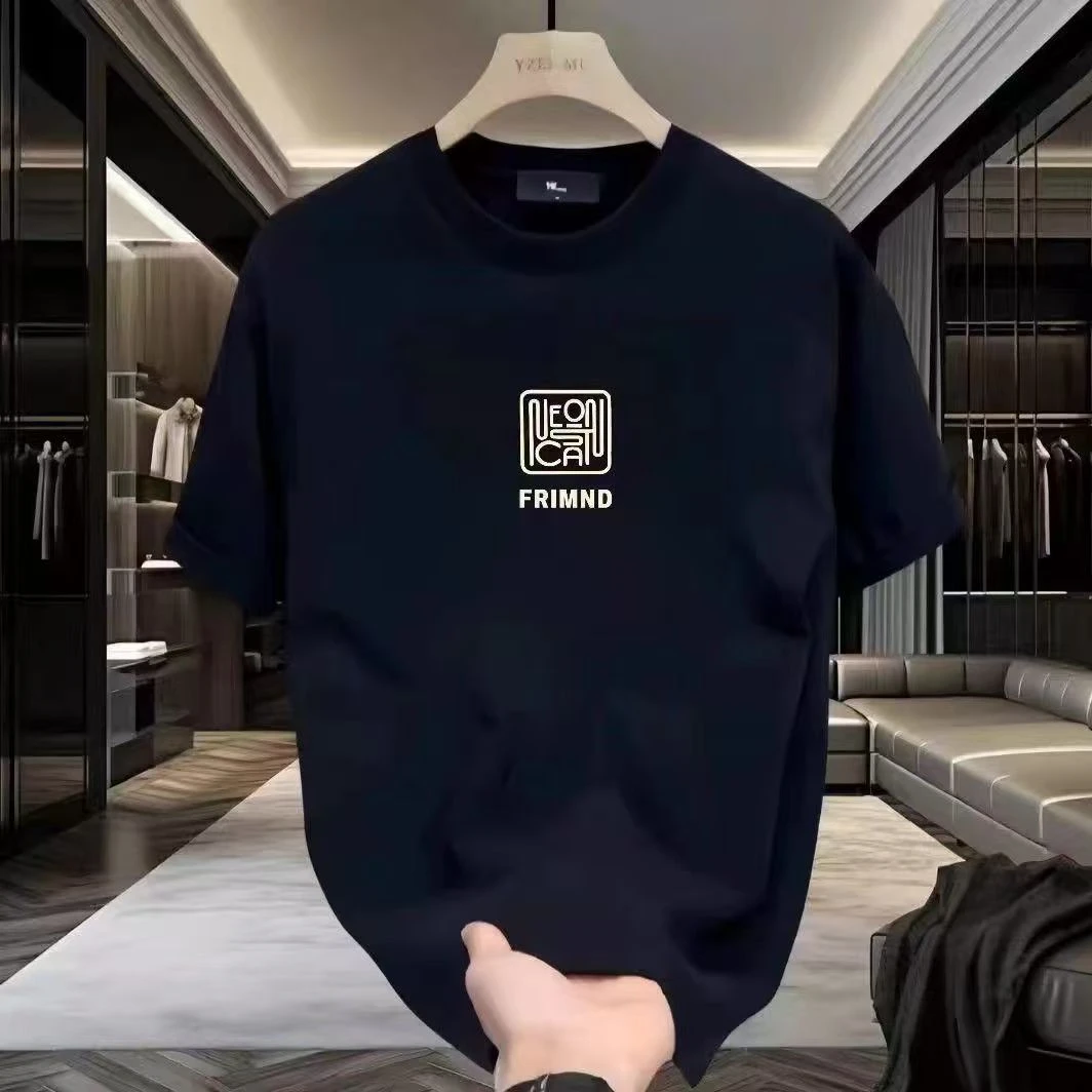 雅鹿男装爆款新款印花宽松圆领纯棉立体半袖宽松男士短袖2025潮款