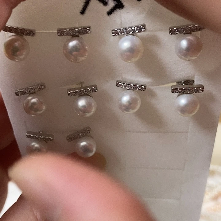 耳饰银S925镶嵌淡水珍珠