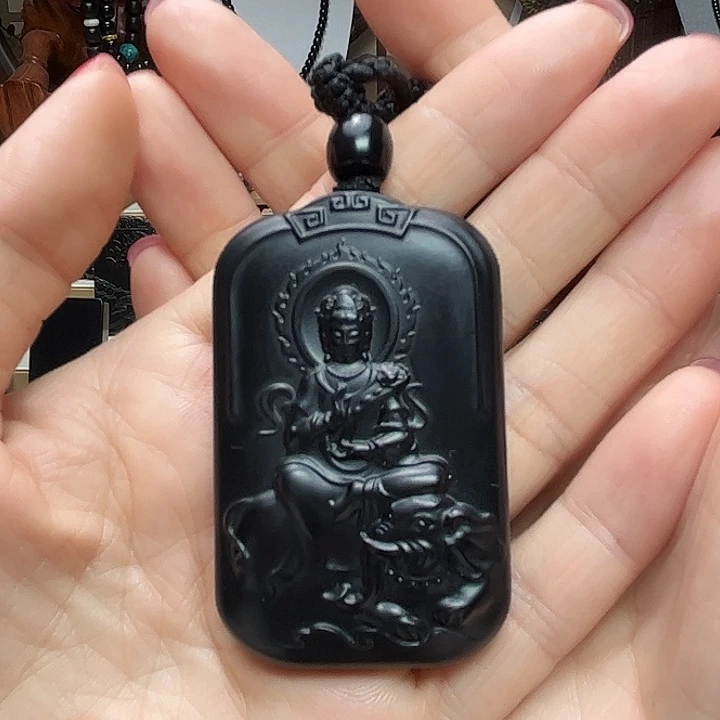 向***行和田玉（墨玉）未镶嵌颈饰普贤