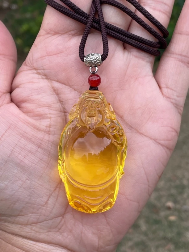 琥珀蜜蜡财神吊坠立体财神琥珀金珀20.91g56.5/31.7/26.3mm时尚