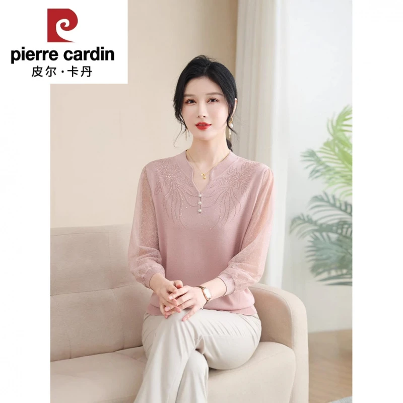 皮尔卡丹夏装新款针织小衫妈妈装时尚七分袖中国风中老年女士春秋