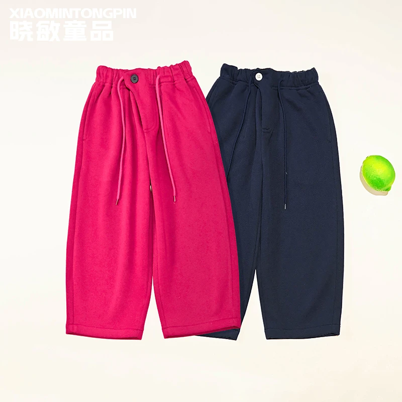 纯色系带女童休闲裤XM3045