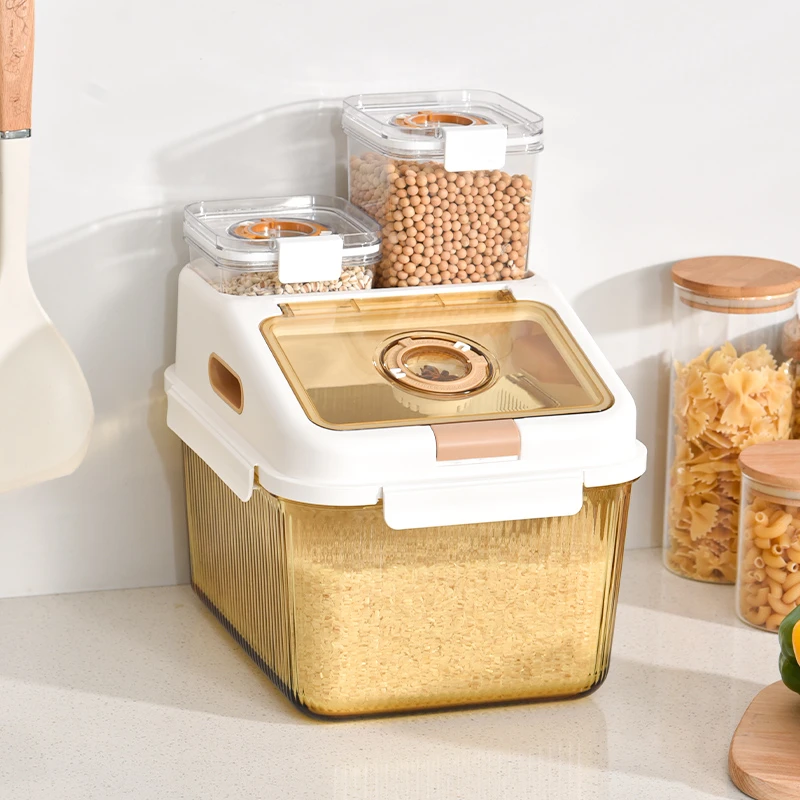 琥珀原色高硼硅玻璃米桶翻盖式密封储存米缸大容量防潮防虫