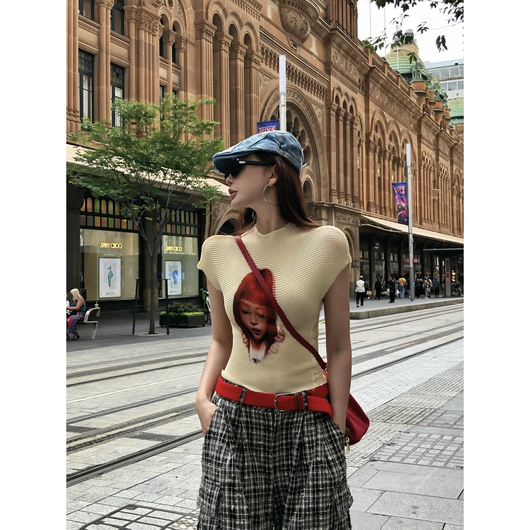 LI婉君【三宅头像T】韩系显瘦辣妹高弹修身短款上衣LWJ25A1T863