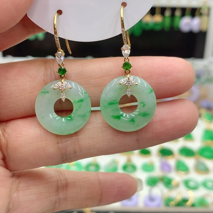 翡翠18K金镶嵌耳饰