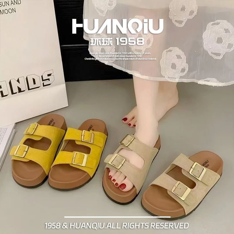 HUANQIU/环球2025夏季新款勃肯凉鞋女鞋外穿轻奢软底勃肯鞋