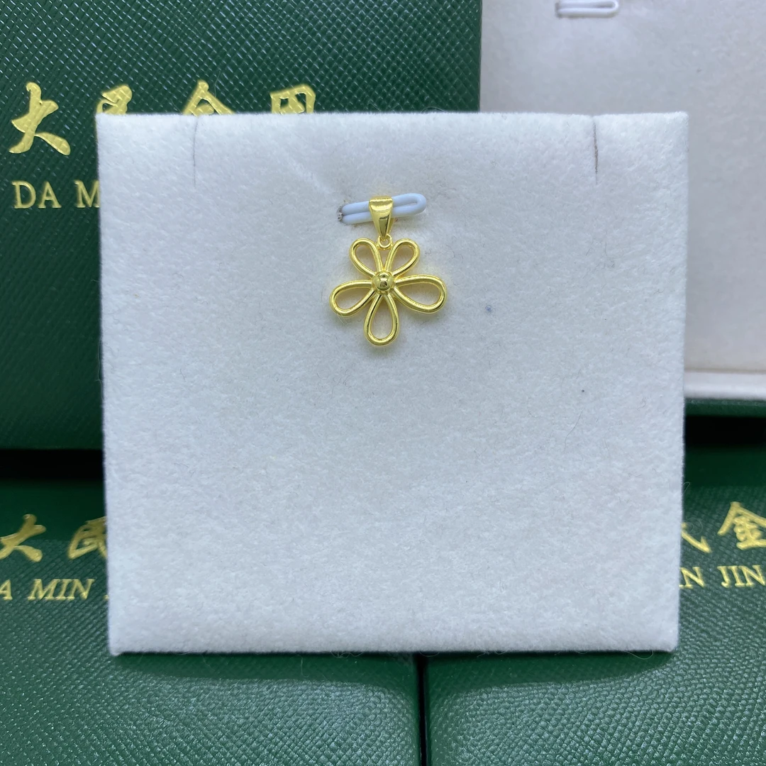 #9528黄18K金Au750精品格桑花吊坠时尚百搭