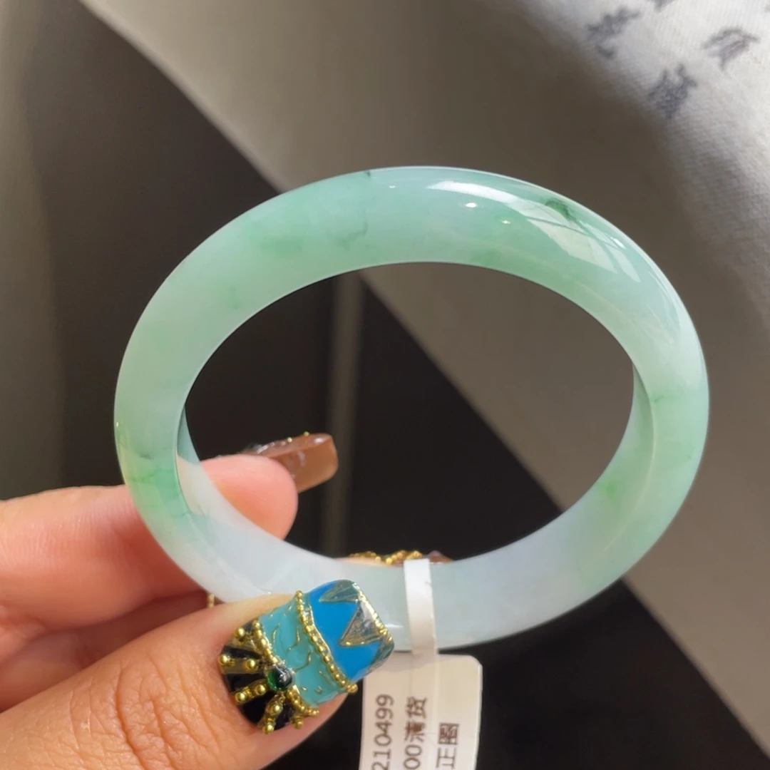 未镶嵌手镯翡翠回流）糯化飘花正圈手镯