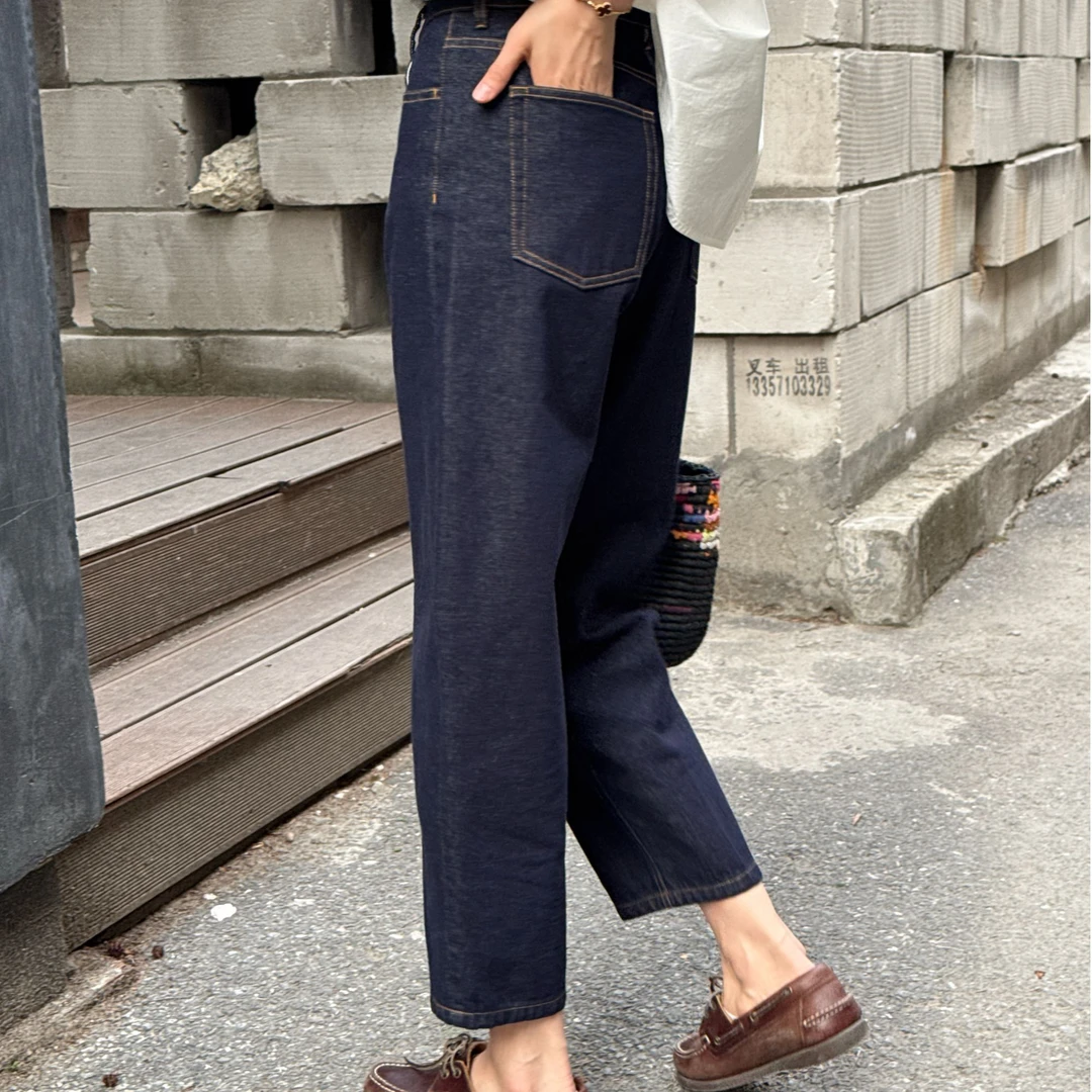 浪清/女装推荐 琪梅娜直筒水洗牛仔裤44013/44121#春季新款裤子女