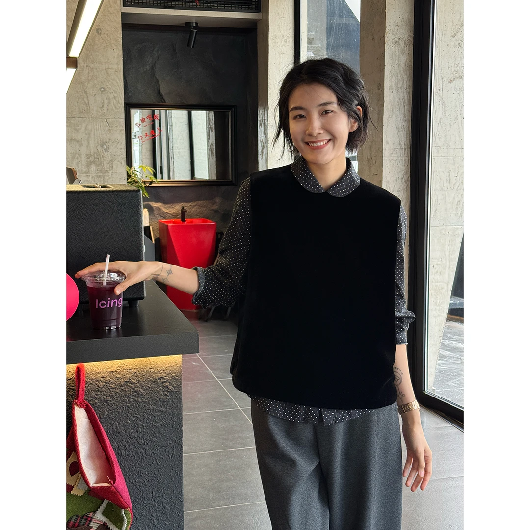 LANGQING 柔软细腻桑蚕丝丝绒马甲46358#