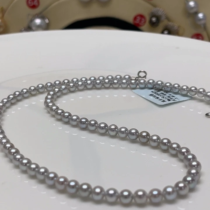 海水珍珠银S925镶嵌颈饰真多麻 4-5.5mm 93号