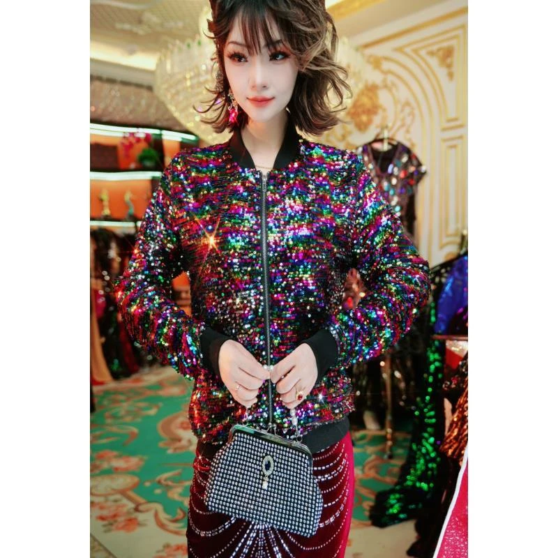 453新款 拉链装饰长袖开衫外套 欧美风小外套
