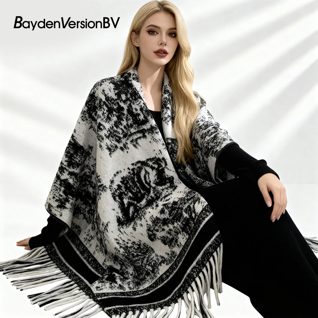 BaydenVersionBV围巾女秋冬季百搭保暖羊绒围脖披肩礼盒装1009