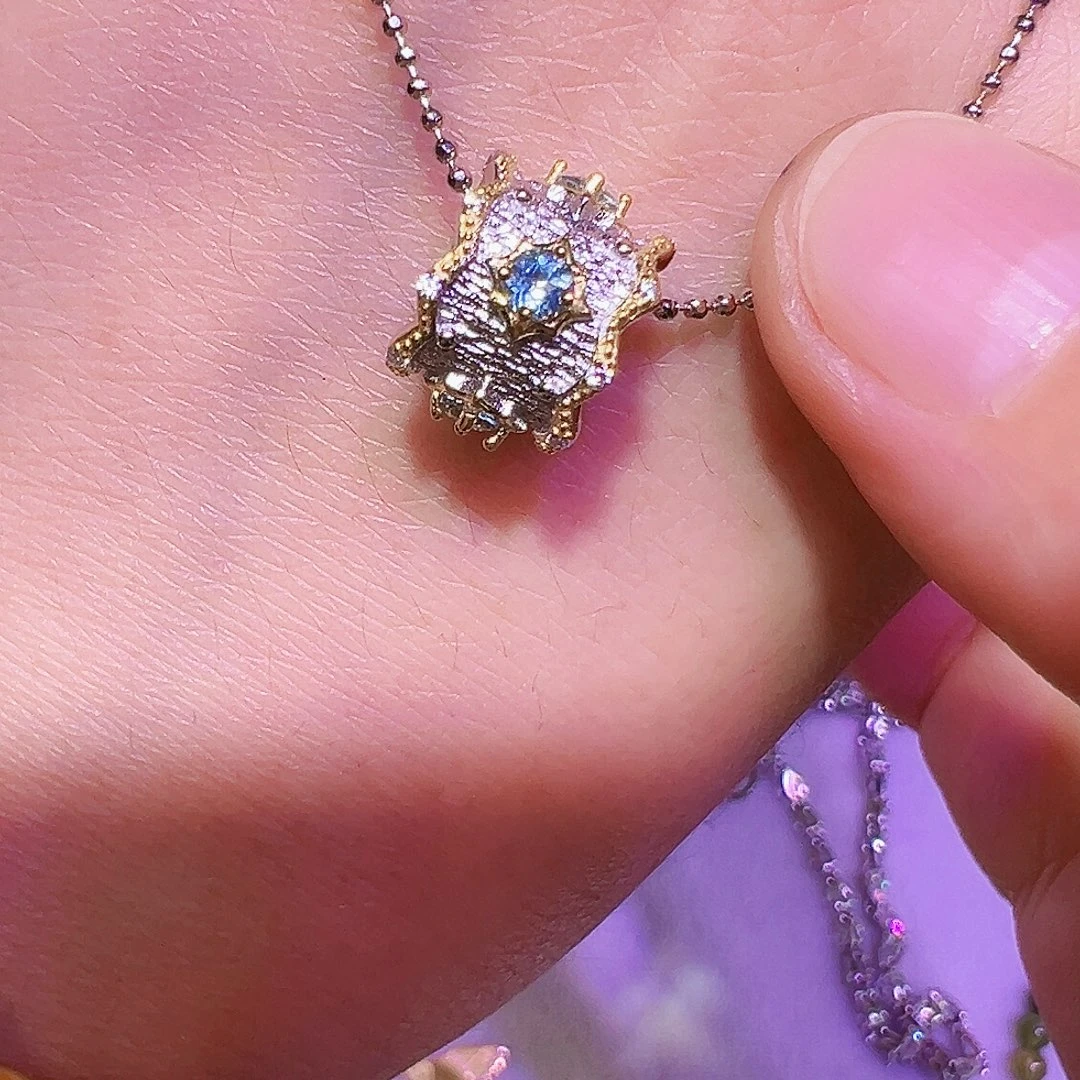 海蓝宝石颈饰银S925镶嵌