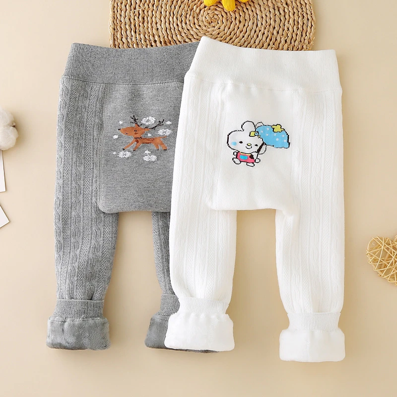 婴儿童加绒打底裤秋冬款男女宝宝大屁屁加厚连裤袜子女童保暖外穿