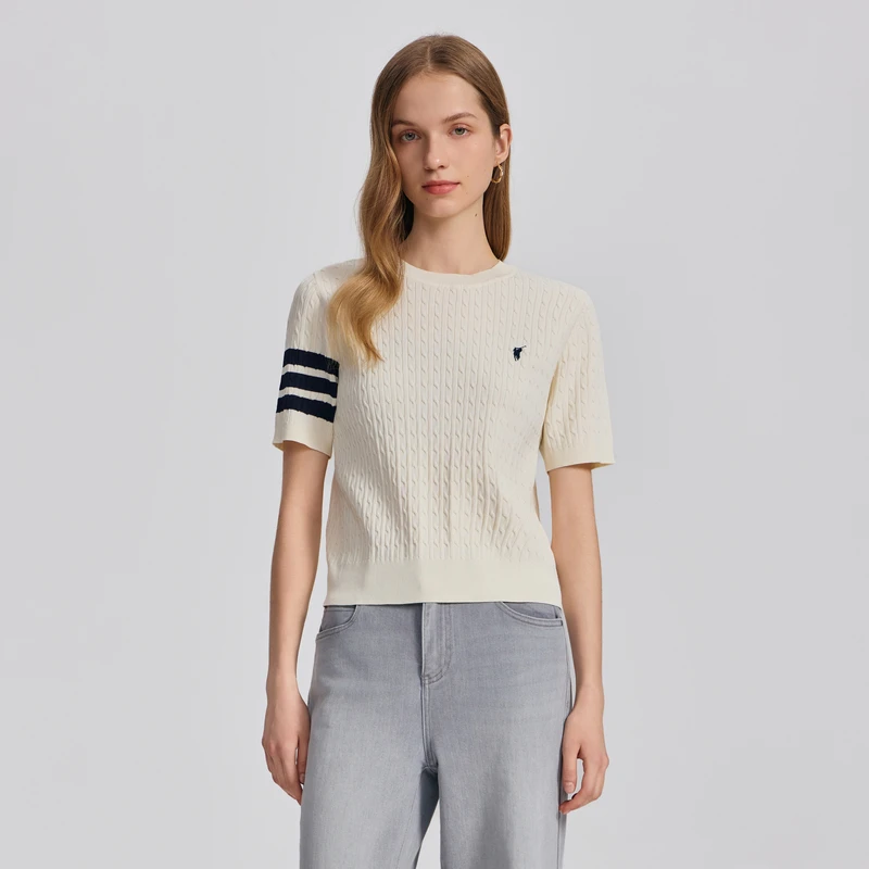 POLOWALK女装2025夏季新品女式短袖针织衫