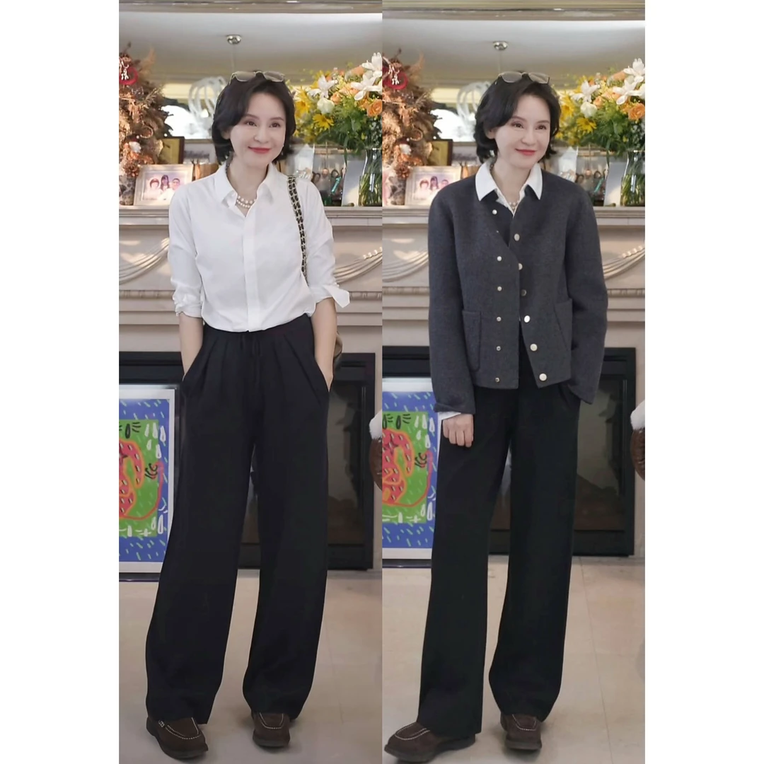 我是摩羯 大PP裤 90支羊绒羊毛18针松紧腰可机洗老钱风裤子