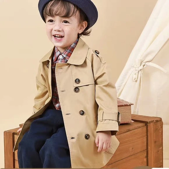 2D学院风双排扣风衣9055