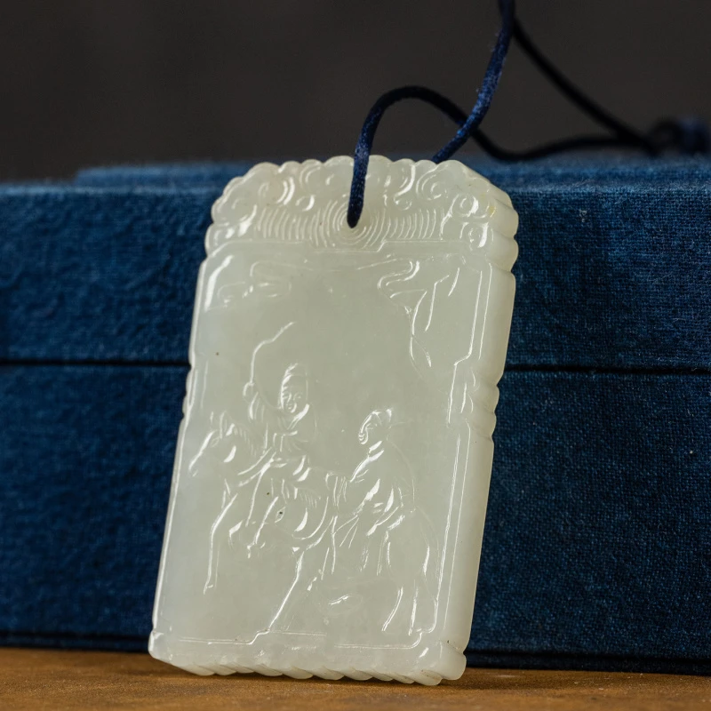 清玉雕人物诗文子冈牌古董收藏